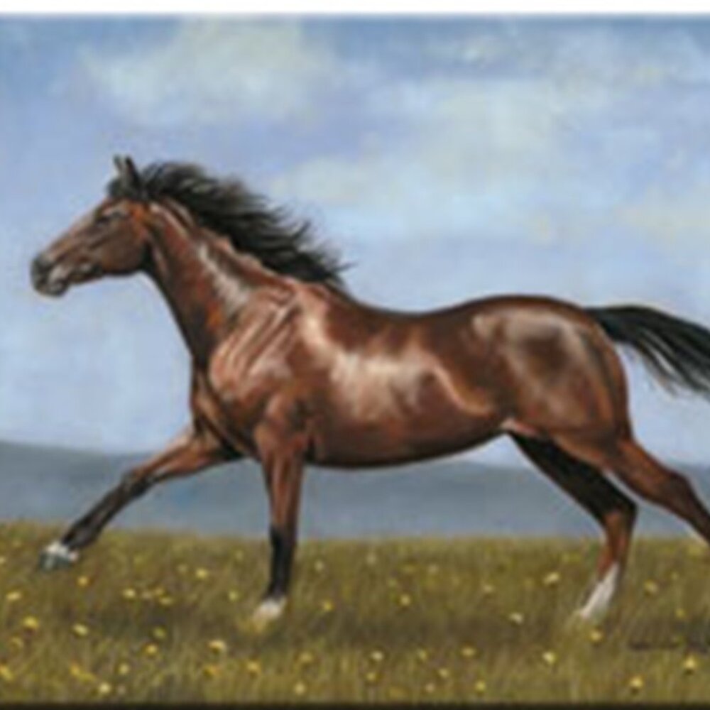 Horse Scene Cutting Board 16" wide x 12" tall Tempered Glass 017-788-D
